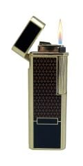 Zenit Slim Altın Serisi - Art Deco Desenli Mum Alevli Klasik Çakmak