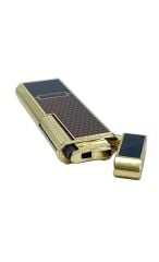 Zenit Slim Altın Serisi - Art Deco Desenli Mum Alevli Klasik Çakmak