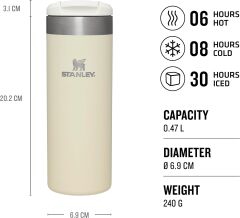 Stanley The AeroLight Transit Termos Bardak 0.47 Lt - (16 OZ) Cream Metallic