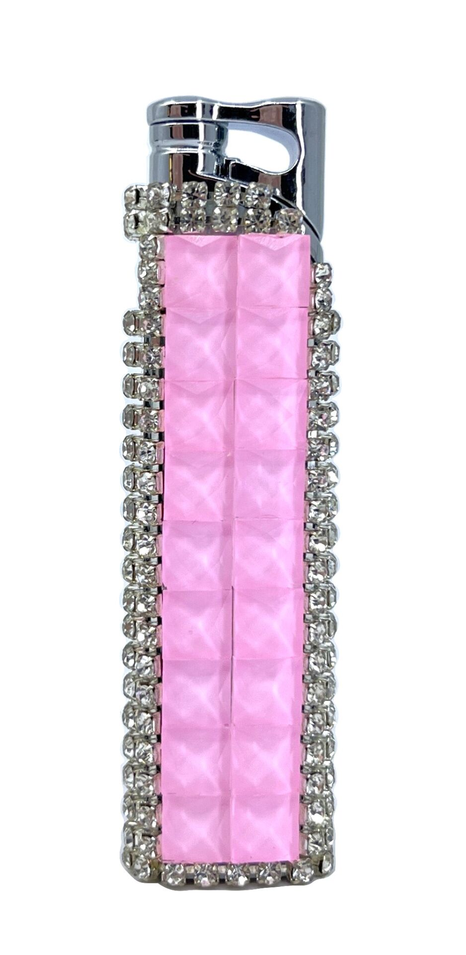 Zenit Lüks Kristal Taş İşlemeli Pürmüz (Jet Alev) Çakmak - Şeker Pembe