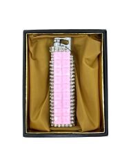 Zenit Lüks Kristal Taş İşlemeli Pürmüz (Jet Alev) Çakmak - Şeker Pembe