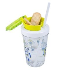 Contigo Bueno Snack Straw Robot Green 350 ml Çocuk Suluk