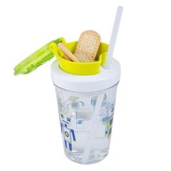 Contigo Bueno Snack Straw Robot Green 350 ml Çocuk Suluk