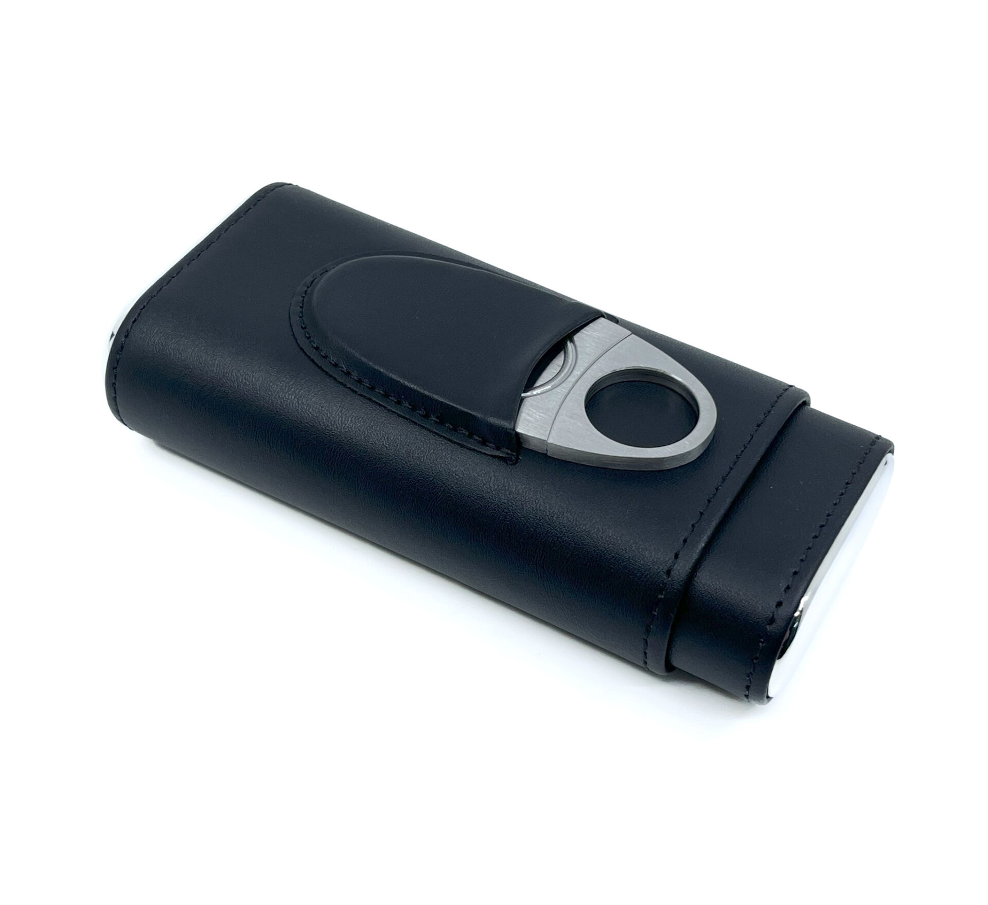 FireBird Deri Puro Kılıfı/Seyahat Humidoru ve Puro Kesici Set - Siyah