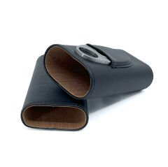 FireBird Deri Puro Kılıfı/Seyahat Humidoru ve Puro Kesici Set - Siyah