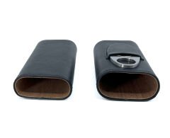 FireBird Deri Puro Kılıfı/Seyahat Humidoru ve Puro Kesici Set - Siyah