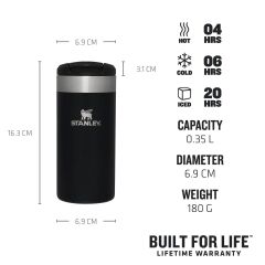 Stanley The AeroLight Transit Termos Bardak 0.35 Lt - (12 OZ) Black Metallic