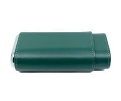 FireBird Deri Puro Kılıfı / Seyahat Humidoru 2'li - Yeşil / Gümüş Rengi