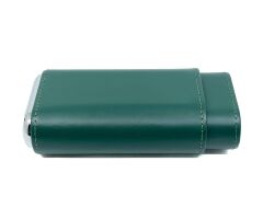 FireBird Deri Puro Kılıfı / Seyahat Humidoru 2'li - Yeşil / Gümüş Rengi