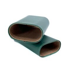 FireBird Deri Puro Kılıfı / Seyahat Humidoru 2'li - Yeşil / Gümüş Rengi