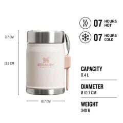 Stanley Klasik Paslanmaz Çelik Yemek Termosu Kaşıklı 0,40 LT - Rose Quartz