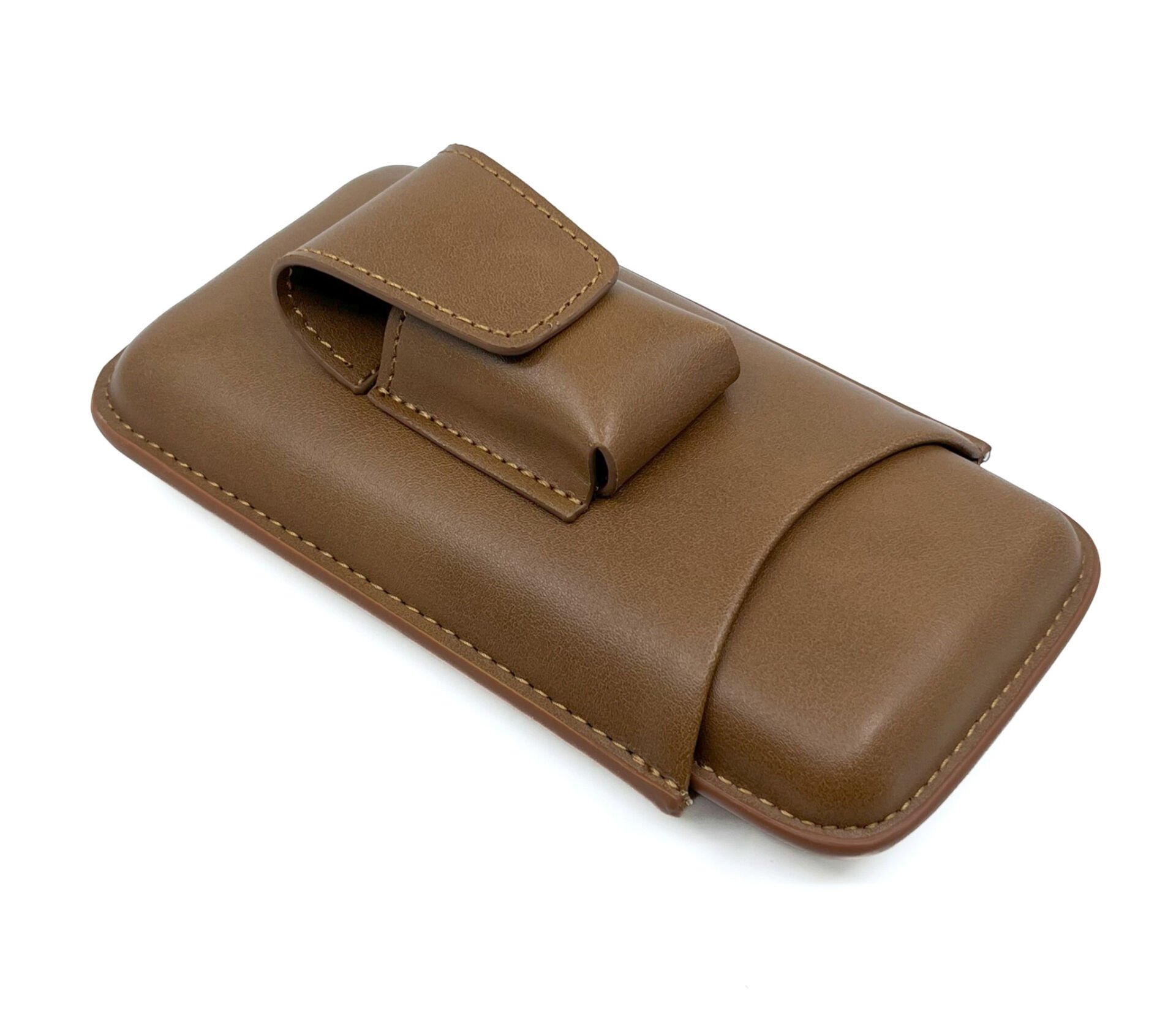 FireBird Üçlü Deri Puro Kılıfı  Çakmaklık Cepli - Kahverengi