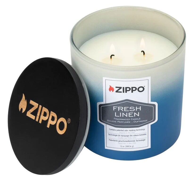 Zippo Kokulu mum – Taze çamaşır kokusu – Çift fitilli cam içinde şık mum – 368 g – 55 saat yanma süresi – koku nötralize – ABD'de üretilmiştir