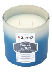 Zippo Kokulu mum – Taze çamaşır kokusu – Çift fitilli cam içinde şık mum – 368 g – 55 saat yanma süresi – koku nötralize – ABD'de üretilmiştir