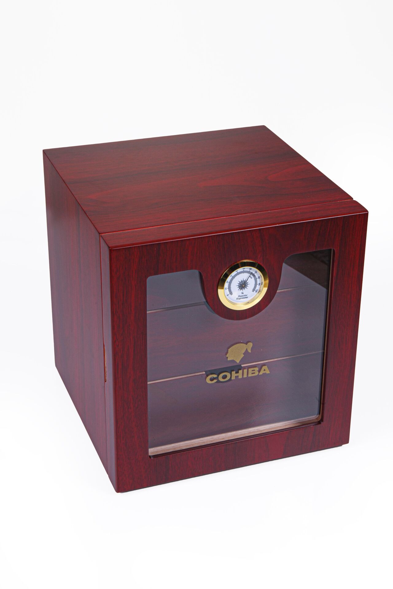 Cohiba Humidor / Üç Katlı Puro Saklama Kutusu - Kiraz Rengi