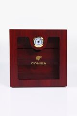 Cohiba Humidor / Üç Katlı Puro Saklama Kutusu - Kiraz Rengi