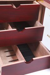 Cohiba Humidor / Üç Katlı Puro Saklama Kutusu - Kiraz Rengi