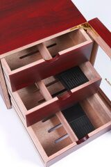 Cohiba Humidor / Üç Katlı Puro Saklama Kutusu - Kiraz Rengi