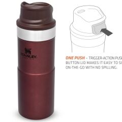 İnce Gövde Classic Trigger-Action Travel Mug 0,35 Litre(12 Oz) - Stanley Klasik Tek El Termos Bardak - Wine