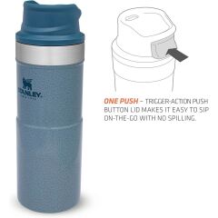 İnce Gövde Classic Trigger-Action Travel Mug 0,35 Litre(12 Oz) - Stanley Klasik Tek El Termos Bardak - Hammertone Ice
