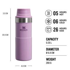 İnce Gövde Classic Trigger-Action Travel Mug 0,35 Litre(12 Oz) - Stanley Klasik Tek El Termos Bardak - Lilac Gloss