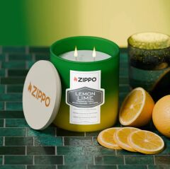 Zippo Kokulu mum – Limon & Misket limonu – Cam içinde çift fitilli şık mum – 368 g – 55 saat yanma süresi – Koku nötralize edici koku – ABD'de üretilmiştir