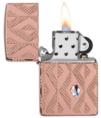 Zippo Geometric Diamond Pattern Design Çakmak