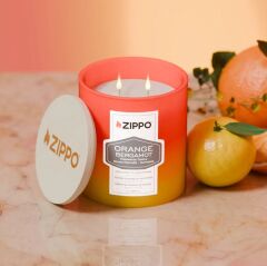 Zippo Kokulu mum – Turuncu & bergamot – Cam içinde çift fitilli şık mum – 368 g – 55 saat yanma süresi – koku nötralize edici koku – ABD'de üretilmiştir