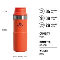 İnce Gövde Classic Trigger-Action Travel Mug 0,35 Litre(12 Oz) - Stanley Klasik Tek El Termos Bardak - Tigerlily