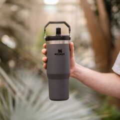 Stanley The IceFlow Flip Straw Pipetli Termos Bardak 0,89 LT (30 OZ) - Charcoal