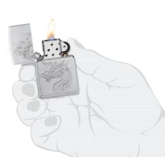 Zippo Dragon Satin Chrome Dizayn Çakmak