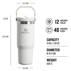 Stanley The IceFlow Flip Straw Pipetli Termos Bardak 0,89 LT (30 OZ) - Frost