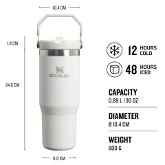 Stanley The IceFlow Flip Straw Pipetli Termos Bardak 0,89 LT (30 OZ) - Frost