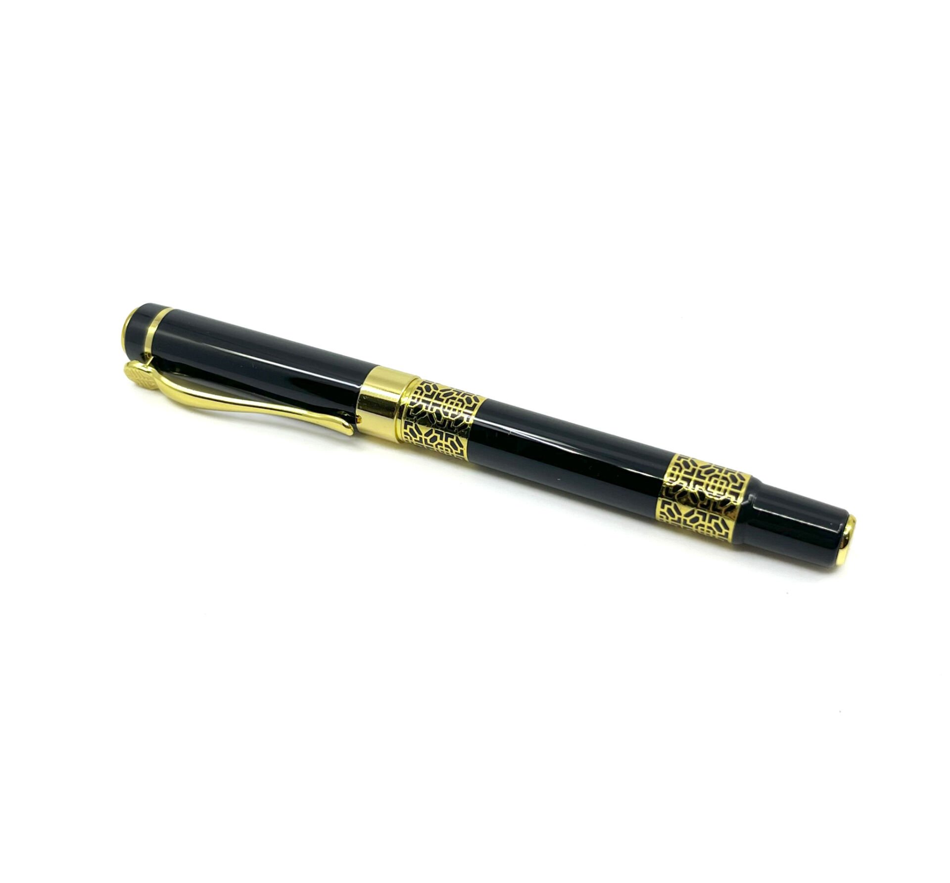 Premium Metal Roller Tükenmez Kalem Retro Desen - Gold/Black