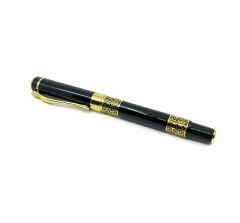 Premium Metal Roller Tükenmez Kalem Retro Desen - Gold/Black