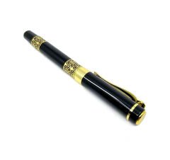Premium Metal Roller Tükenmez Kalem Retro Desen - Gold/Black