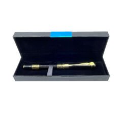 Premium Metal Roller Tükenmez Kalem Retro Desen - Gold/Black