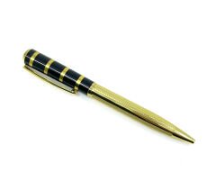 Premium Metal Roller Tükenmez Kalem Siyah Kapaklı - Gold