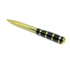 Premium Metal Roller Tükenmez Kalem Siyah Kapaklı - Gold