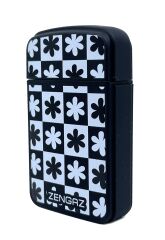 Zengaz Cool Tasarım Jet Alev Çakmak - Checkerboard Flower