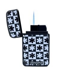 Zengaz Cool Tasarım Jet Alev Çakmak - Checkerboard Flower