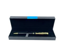 Premium Metal Roller Tükenmez Kalem Siyah Kapaklı - Siyah