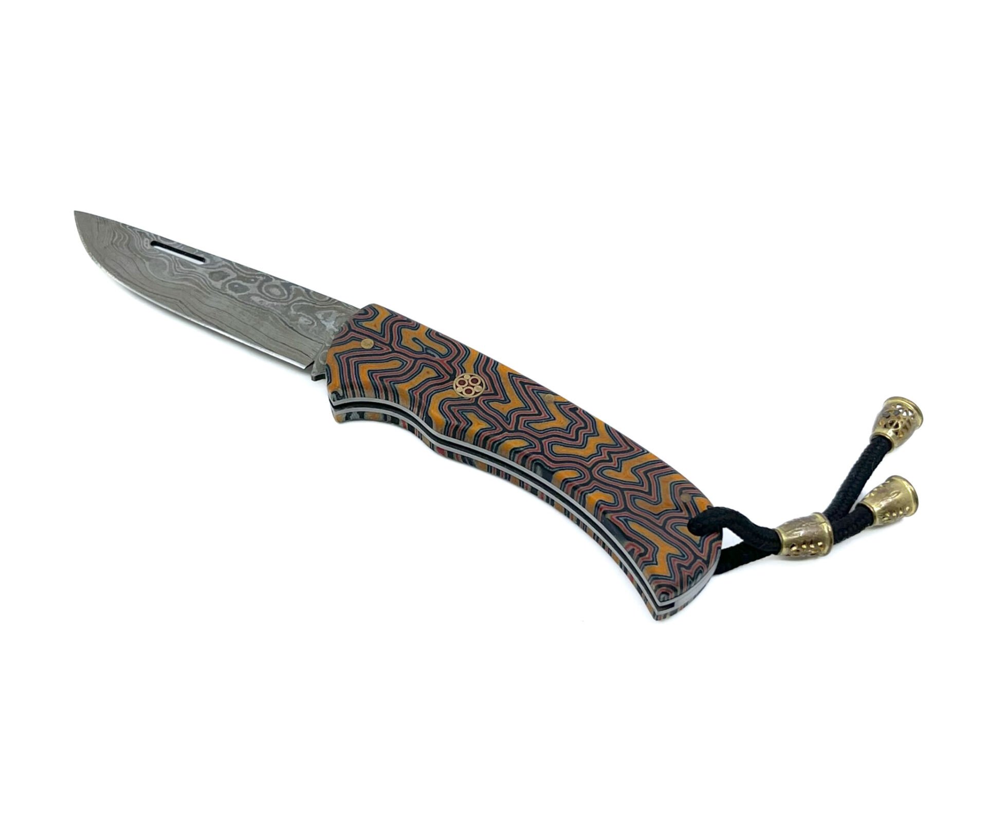 Epoksi Kabze  El Yapımı Damascus Çeliği Katlanabilir Çakı