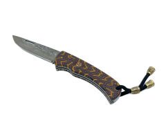 Epoksi Kabze  El Yapımı Damascus Çeliği Katlanabilir Çakı