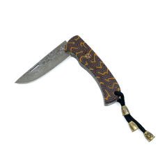 Epoksi Kabze  El Yapımı Damascus Çeliği Katlanabilir Çakı