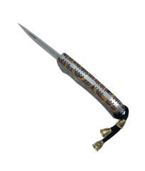 Epoksi Kabze  El Yapımı Damascus Çeliği Katlanabilir Çakı