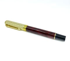 Premium Metal Roller Kahverengi Tükenmez Kalem - Altın Rengi Kapak