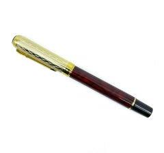 Premium Metal Roller Kahverengi Tükenmez Kalem - Altın Rengi Kapak