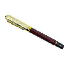 Premium Metal Roller Kahverengi Tükenmez Kalem - Altın Rengi Kapak