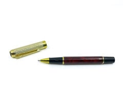 Premium Metal Roller Kahverengi Tükenmez Kalem - Altın Rengi Kapak
